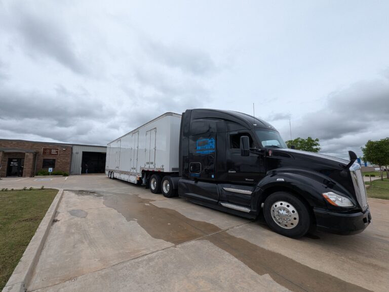 Clubhouse Logistics company pulling brand new Kentucky Moving Van Trailer
